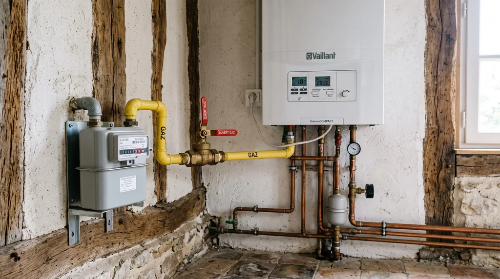 Installation intérieure de gaz — compteur, chaudière et raccordements — Gaz à Landudec